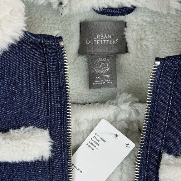 Urban Outfitters UO Roselyn Faux Shearling Jacket Women's XXL Blue White New - Picture 8 of 16